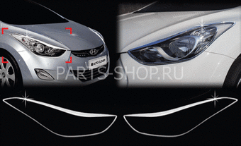 Накладки на фары хромированные Hyundai Elantra