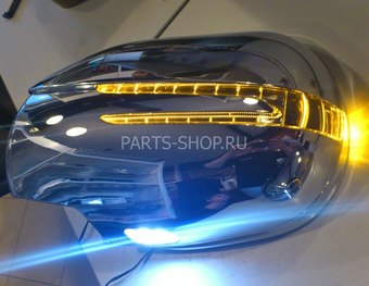 Корпуса на зеркала LC120 дизайн Mercedes SL-Class с диодными повторителями поворотов и подсветкой снизу (хром)