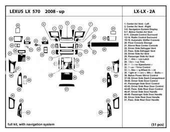 LX570 2008-2015 интерьер салона под дерево (51 предмет)